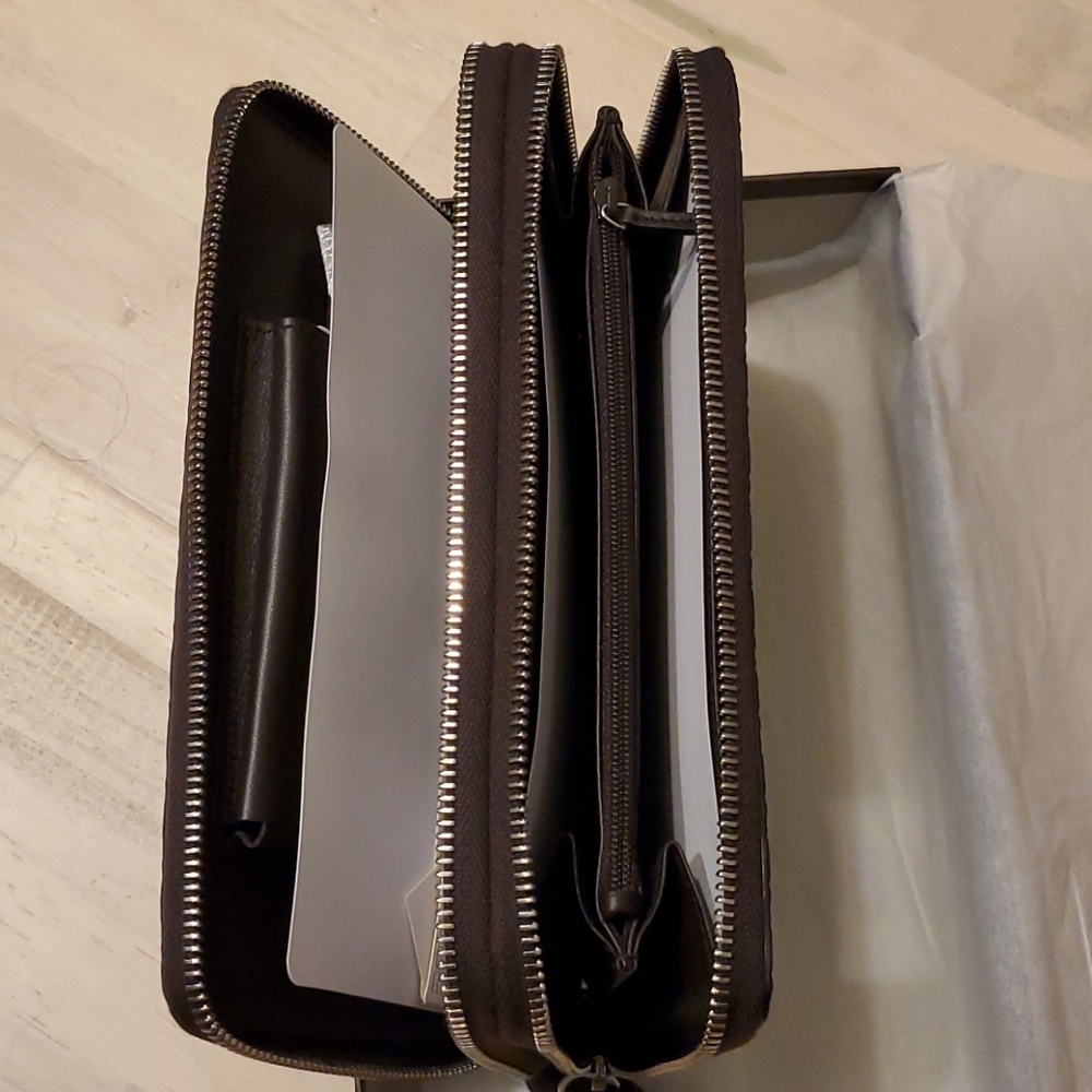 Leather Double Zip Wallet Bag 449246 2044